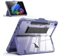 MoKo Custodia per Microsoft Surface Pro 12" 2025, Copertura Protettiva Trasparente Resistente All-in-One con Supporto Multiangolare, Portapenne e Cinturino da Polso, Tastiera Type Cover, Ice+Viola