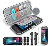 MoKo Custodia per Nintendo Switch 2 (2025), 14 in 1 Kit di Accessori per Switch 2 con Custodia, Cover Protettiva per PC, Cover in TPU per Joycon, 2 Pellicola Protettiva e 8 Cappucci per Pollice,Grigio