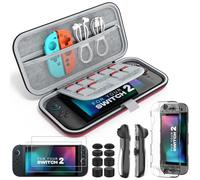 MoKo Custodia per Nintendo Switch 2 (2025), 14 in 1 Kit di Accessori per Switch 2 con Custodia, Cover Protettiva per PC, Cover in TPU per Joycon, 2 Pellicola Protettiva e 8 Cappucci per Pollice, Rosso