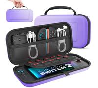 MoKo Custodia per Nintendo Switch 2 2025, Custodia da Viaggio Rigida Protettiva Portatile per Switch 2 Console Accessori, Cover di Grande Capacità con 10 Slot per Cartucce e Tasche, Viola Sfumato