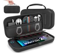 MoKo Custodia per Nintendo Switch 2 2025, Custodia da Viaggio Rigida Protettiva Portatile per Switch 2 Console Accessori, Cover di Grande Capacità con Adattatore/20 Slot per Cartucce e Tasche, Nero