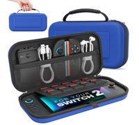 MoKo Custodia per Nintendo Switch 2 2025, Custodia da Viaggio Rigida Protettiva Portatile per Switch 2 Console Accessori, Cover di Grande Capacità con 10 Slot per Cartucce e Tasche, Blu Scuro