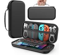 MoKo Custodia per Nintendo Switch 2 2025, Custodia da Viaggio Rigida Protettiva Portatile per Switch 2 Console Accessori, custodia sottile Cover con 10 Slot per Cartucce e Tasche, Nero