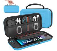MoKo Custodia per Nintendo Switch 2 2025, Custodia da Viaggio Rigida Protettiva Portatile per Switch 2 Console Accessori, Cover di Grande Capacità con 10 Slot per Cartucce e Tasche, Blu