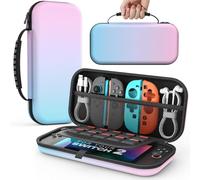 MoKo Custodia per Nintendo Switch 2 2025, Custodia da Viaggio Rigida Protettiva Portatile per Switch 2 Console Accessori, custodia sottile Cover con 10 Slot per Cartucce e Tasche, Blu Gradiente Rosa