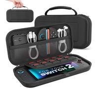 MoKo Custodia per Nintendo Switch 2 2025, Custodia da Viaggio Rigida Protettiva Portatile per Switch 2 Console Accessori, Cover di Grande Capacità con 10 Slot per Cartucce e Tasche, Nero