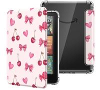 MoKo Custodia per Nuovo 7" E-Reader, Custodia Posteriore in TPU Trasparente Morbida e Ultra-flessibile con Auto Sonno/Sveglia, Non per BOOX & Kobo, Fiocco con Ciliegie