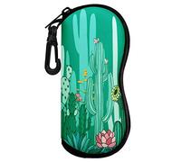 MoKo Custodia per Occhiali da Sole, Astuccio Portatile a Cerniera di Neoprene Morbido con Clip da Cintura, per Occhiali, Montature, Cosmetici, Chiavi, Penne, Schede, ECC - Cactus