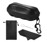 MoKo Custodia per Occhiali da Sole, Custodia Semi Rigida Protettiva per Occhiali in PU, Custodia per Occhiali con Gancio in Metallo e Mini Cacciavite per Uomini Donne, Nero