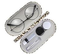 MoKo Custodia per occhiali, doppio lato, per lenti a contatto, con specchio, portatile, antigraffio, doppia custodia per occhiali, occhiali da lettura, accessori per lenti a contatto, motivo