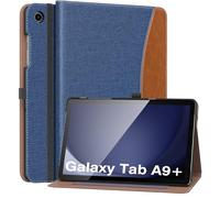 MoKo Custodia per Samsung Galaxy Tab A9 Plus 11 Pollici 2023 SM-X210/SM-X216/SM-X218, Multi-Angolo Custodia Galaxy Tab A9+ con Cinghia a Mano Tasca Frontale Auto Sveglia/Sonno, Denim Blu Marrone