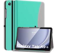 MoKo Custodia per Samsung Galaxy Tab A9 Plus 11 Pollici 2023 SM-X210/SM-X216/SM-X218, Multi-Angolo Custodia Galaxy Tab A9+ con Cinghia a Mano Tasca Frontale Auto Sveglia/Sonno, Turchese con Grigio
