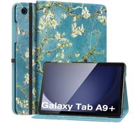 MoKo Custodia per Samsung Galaxy Tab A9 Plus 11 Pollici 2023 SM-X210/SM-X216/SM-X218, Multi-Angolo Custodia Galaxy Tab A9+ con Cinghia a Mano Tasca Frontale Auto Sveglia/Sonno, Albicocchi in Fiore