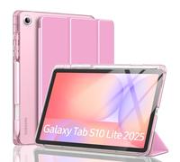 MoKo Custodia per Samsung Galaxy Tab S10 Lite 10,9" 2025 SM-X400/SM-X406B con Portastilo S,Protettiva Trifold Sottile e Leggera con Posteriore Traslucida in PC Rigido,Auto Wake/Sleep, Fiore Rosa