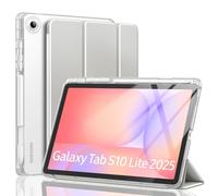 MoKo Custodia per Samsung Galaxy Tab S10 Lite 10,9" 2025 SM-X400/SM-X406B con Portastilo S,Protettiva Trifold Sottile e Leggera con Posteriore Traslucida in PC Rigido,Auto Wake/Sleep, Argento