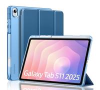 MoKo Custodia per Samsung Galaxy Tab S11 Case 11" 2025 SM-X730/SM-X736B con Portastilo S,Protettiva Trifold Sottile e Leggera con Posteriore Traslucida in PC Rigido,Auto Wake/Sleep, Blu Marino