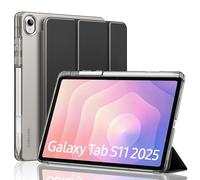 MoKo Custodia per Samsung Galaxy Tab S11 Case 11" 2025 SM-X730/SM-X736B con Portastilo S,Protettiva Trifold Sottile e Leggera con Posteriore Traslucida in PC Rigido,Auto Wake/Sleep, Nero
