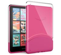 MoKo Custodia Protettiva Compatibile con 7" Kindle Paperwhite 2024 (12ª Generazione) e Kindle Colorsoft Signature Edition 2024, Custodia di Guscio Posteriore Morbido Trasparente PC, Chiaro+Magenta