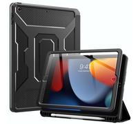 MoKo Custodia Protettiva Compatibile con iPad 9th Gen 2021/ iPad 8th/7th Gen 2020/2019, Cover per Tablet con Sostegno, Scomparto Porta Penna Stilo, Auto Avvio e Arresto, Nero