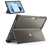 MoKo Custodia Protettiva Compatibile con Microsoft Surface PRO 7 Plus 2021/ Pro7/6/5/4/LTE,Cover di Guscio Posteriore Rigido in PC con Telaio Flessibile in TPU, Kickstand Accessibile, Nero Traslucido