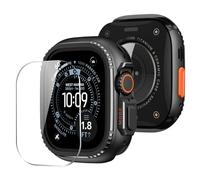 MoKo Custodia Protettiva per Apple Watch Ultra 3/2/1 49mm, con Protezione dello Schermo in Vetro Temperato e Copertura Posteriore a 360° per iWatch, Robusta Copertura in Metallo con Paraurti, Nero