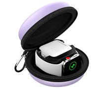 MoKo Custodia Trasporto Compatibile con Apple Watch Series 11/10/9/8/7/6/5/4/3/2/1/SE3/SE2/SE e Airpods Pro/3/2/1 con Chiusura a Cerniera Base di Ricarica Rigida da Viaggio Protettiva,Viola Taro