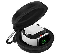 MoKo Custodia Trasporto Compatibile con Apple Watch Series 10/9/8/7/6/5/4/3/2/1/SE/SE2 e Airpods Pro/3/2/1 con Chiusura a Cerniera, Base di Ricarica, Custodia Rigida da Viaggio Protettiva,Nero