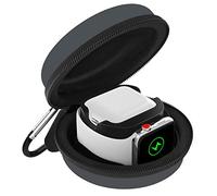MoKo Custodia Trasporto Compatibile con Apple Watch Series 11/10/9/8/7/6/5/4/3/2/1/SE3/SE2/SE e Airpods Pro/3/2/1 con Chiusura a Cerniera Base di Ricarica Rigida da Viaggio Protettiva,Grigio