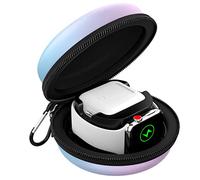 MoKo Custodia Trasporto Compatibile con Apple Watch Series 11/10/9/8/7/6/5/4/3/2/1/SE3/SE2/SE e Airpods Pro/3/2/1 con Chiusura a Cerniera di Ricarica Custodia Rigida da Viaggio Protettiva,GrBluViola