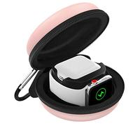 MoKo Custodia Trasporto Compatibile con Apple Watch Series 11/10/9/8/7/6/5/4/3/2/1/SE3/SE2/SE e Airpods Pro/3/2/1 con Chiusura a Cerniera Base di Ricarica Rigida da Viaggio Protettiva,Oro Rosa