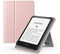 MoKo Custodia Universale per Tablet 6", 6,8" e 7" E-Lettore Kindle/Kobo/Voyaga/Sony/Tolino, Cover Protettiva Sottile e Leggera in Pelle PU con Supporto Incorporato e Cinturino da Mano, Oro Rosa