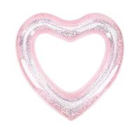 MoKo Galleggiante Anello di Nuoto con Glitter, Anello da Nuoto a Forma di Cuore in PVC, Zattera Gonfiabile per Bambini e Adulti per Piscina Festa Vacanza Gioccatolo Decorazione 120CM - Rosa