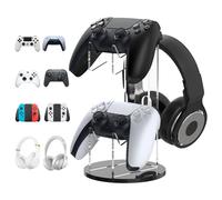 MoKo Gancio per Controller di Gioco e Cuffie, 2 in 1 Supporto Multifunzionale per Controller di Gamepad in Acrilico per PS5, PS4, Xbox Serie, Accessori per Cuffie e Gamepad, Nero e Trasparente