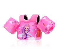 MoKo Gilet da Nuoto per Bambini, Galleggianti a Braccio per Bambini 20-50 libbre, Giubbotto Nuoto con Fischio d'Emergenza, Accessori per l'Allenamento di Nuoto, Rosa & Arcobaleno Sirena Viola