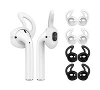 MoKo Gommini Auricolari Compatible con AirPods/EarPods, 4 Paia in Silicone con Supporto Orecchio, Anti-Caduta, Inserti Auricolari Isolamento Rumore, Cuscinetti Cuffie per Auricolari - Bianco + Nero