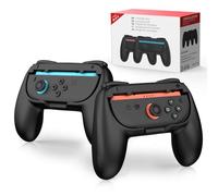 MoKo Grip per Nintendo Switch 2 Joy-Con, Confezione da 2 Impugnature Ergonomiche per Joy-Con Switch 2, kit di Impugnature Antiscivolo, Carbone Nero