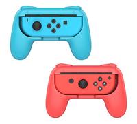 MoKo Impugnatura Compatibile con Nintendo Switch Joy-con/Switch OLED Model (2021), 2 Set Custodia Protettiva in Resina ABS Protezione Urti, Graffi con Pulsanti SL/SR per Gioco Switch, Rosso + Blu
