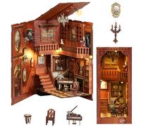 MoKo Kit per Angolo Libro, Puzzle 3D in Legno Booknook con Luci LED, Kit Fai da Te per Casa in Miniatura, Angolo Libri Decorazioni Regali per Adulti Famiglia, Biblioteca Reale