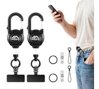 MoKo Laccio per cellulare antifurto retrattile, set da 2, nero