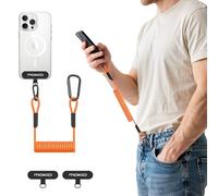 MoKo Laccio per cellulare elastico retrattile con patch, arancione