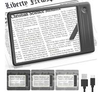 MoKo Lente d'Ingrandimento con Luce, 5X Lente Ingrandimento con Manico e Supporto, Lente per Lettura Lavoro Apprendimento Sculture, Lenti di Ingrandimento per Anziani Ipovedenti, Nero/Trasparente