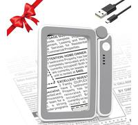 MoKo Lente d'Ingrandimento Rettangolare con Luce, Ingrandimento 4X, 10 LED Regolabili per Lettura al Buio, Batteria da 650mAh Ricaricabile con USB C, Regalo per Anziani o Ipovedenti, Grigio