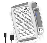 MoKo Lente d'Ingrandimento Rettangolare con Luce, Ingrandimento 5X/20X/45X, 10 LED Regolabili per Lettura al Buio, Batteria da 650mAh Ricaricabile con USB C, Regalo per Anziani o Ipovedenti, Grigio