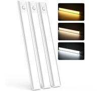 MoKo Luci Strisce LED, Luce Notturna con Sensore di Movimento senza Fili con Striscia Magnetica, Luce Ricaricabile USB per Sotto Armadietto, Camper, Cucina, Scale, Bagno, Corridoi, Bianco, 3 Pezzi