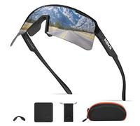 MoKo Occhiali da Sole Sportivi per Uomo e Donna, Leggeri Occhiali da Ciclismo e Corsa Polarizzati, Protezione UV400 e Design Antiappannamento, per Pesca all'Aperto ed Escursionismo, Nero Grigio