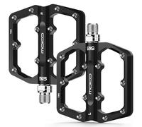 MoKo Pedali per Biciclette MTB Mountain Road, 2 Pezzi Pedali per Mountain Bike in Alluminio Lavorato a CNC, Pedali Piatti con 3 Cuscinetti Sigillati, 24 Perni Antiscivolo, Resistenti & Leggeri, Nero