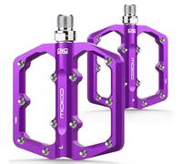 MoKo Pedali per Mountain Bike 2 Pezzi, Pedali per Bici in Alluminio Lavorati a CNC con 3 Cuscinetti Sigillati, 24 Perni Antiscivolo, Facili da Installare, per Biciclette da Strada, BMX, E-Bike, Viola