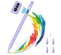 MoKo Penna Stilo per iPad 2018-2025, Ricarica Rapida USB-C Display LED di Potenza Sensibilità inclinata per Apple iPad A16/11/10/9/8/7/6, Air 7/6/5/4/3/M3/M2, Pro 13“/12.9”/11"/M4, Mini 7/6/5, Viola