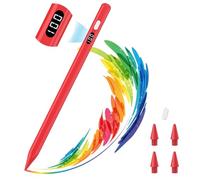 MoKo Penna Stilo per iPad 2018-2025, Ricarica Rapida USB-C Display LED di Potenza Sensibilità inclinata per Apple iPad A16/11/10/9/8/7/6, Air 7/6/5/4/3/M3/M2, Pro 13“/12.9”/11"/M4, Mini 7/6/5, Rosso