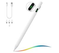 MoKo Penna Stilo per Touch Screens Universali, Attiva Penna Stilo Universale Compatibile con iPad/iPhone/Samsung (Non-S Pen) /Altri Smartphone e Tablet iOS/Android Penna con Power Display, Bianco